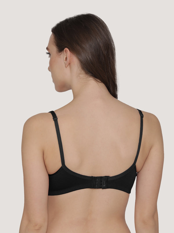 Winny Double Layered Non Padded Everyday Bra-BLACK