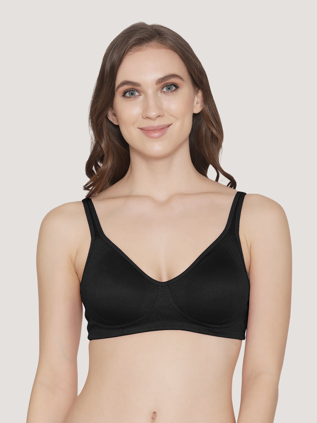 Winny Double Layered Non Padded Everyday Bra-BLACK