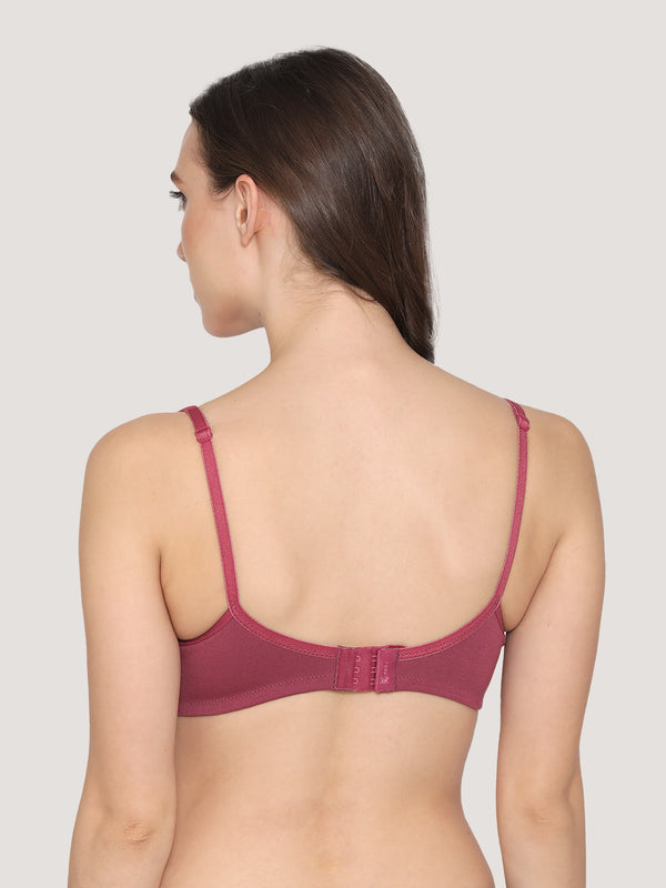 Winny Double Layered Non Padded Everyday Bra-ROSE BUD