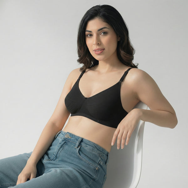Pranika Non Padded Seamed Everyday Bra | Pack of 3-ROSE CAMEL BLACK