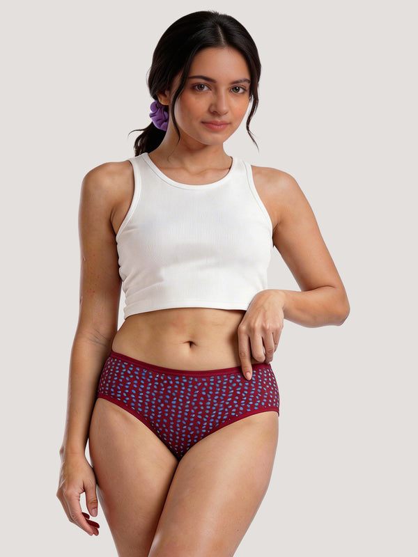 Kalyani 11038 Women Cotton Low Waist Printed Panties (Briefs) | Pack of 6