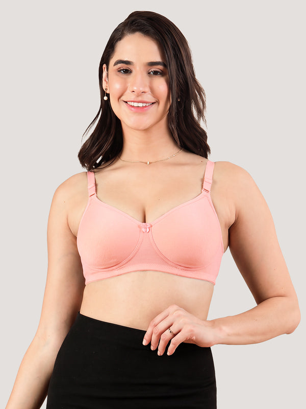 Cherry Full Coverage Lightly Padded Everyday Bra | Pack of 3-BLACK PEACH SKIN