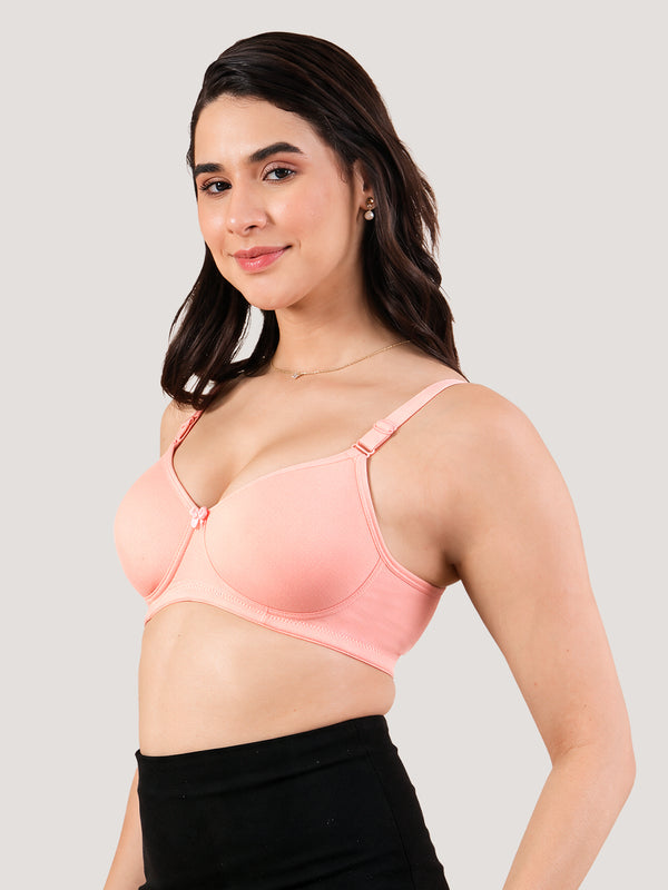 Cherry Full Coverage Lightly Padded Everyday Bra | Pack of 3-MAROON BLACK PEACH
