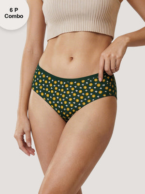 Kalyani 58008 Super Comfy Cotton Low Waist Panties (Briefs) for Women | Pack of 6