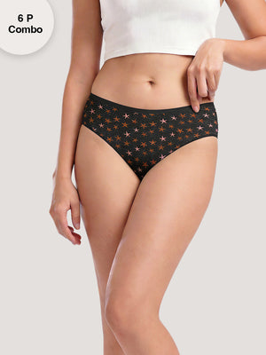 Kalyani 58006 Super Comfy Cotton Low Waist Panties (Briefs) for Women | Pack of 6