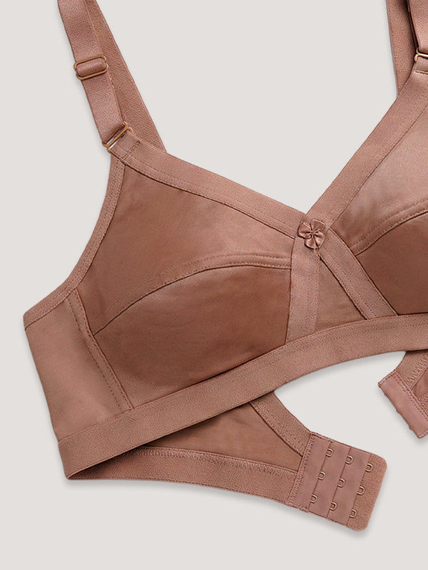 K LINGERIE Cross Care Women's Full Coverage Non Padded Wirefree Minimizer Bra-FAWN FAWN