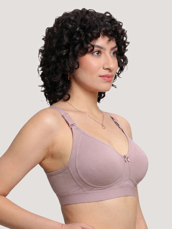 Kalyani Ashley Double Layered Seamless Cups Full Coverage Cotton Lycra Bra | Pack of 2 |FAWN FAWN
