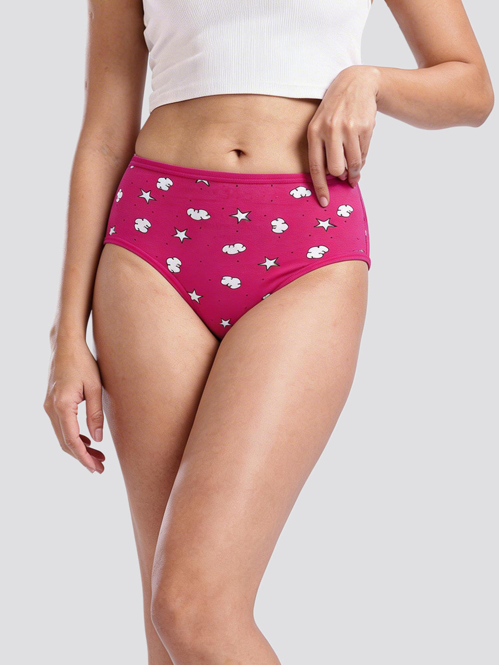 Kalyani 69005 High Coverage Premium Cotton Lycra Fabric Hipster Style Printed Panties for Women | Pack of 6 | Colors and Prints may vary