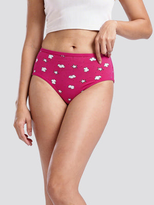 Kalyani 69005 High Coverage Premium Cotton Lycra Fabric Hipster Style Printed Panties for Women | Pack of 6 | Colors and Prints may vary