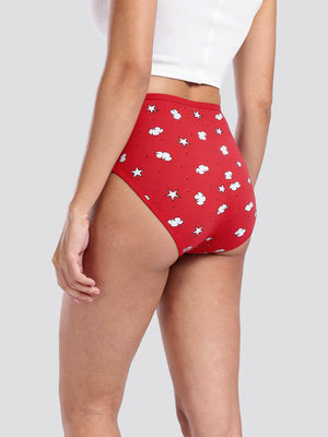 Kalyani 69005 High Coverage Premium Cotton Lycra Fabric Hipster Style Printed Panties for Women | Pack of 6 | Colors and Prints may vary