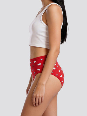 Kalyani 69005 High Coverage Premium Cotton Lycra Fabric Hipster Style Printed Panties for Women | Pack of 6 | Colors and Prints may vary
