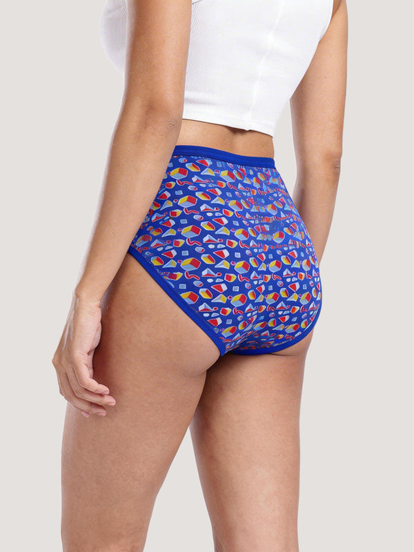 Kalyani 69006 High Coverage Premium Cotton Lycra Fabric Hipster Style Printed Panties for Women | Pack of 6 | Colors and Prints may vary