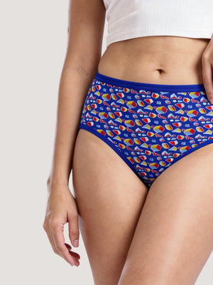 Kalyani 69006 High Coverage Premium Cotton Lycra Fabric Hipster Style Printed Panties for Women | Pack of 6 | Colors and Prints may vary