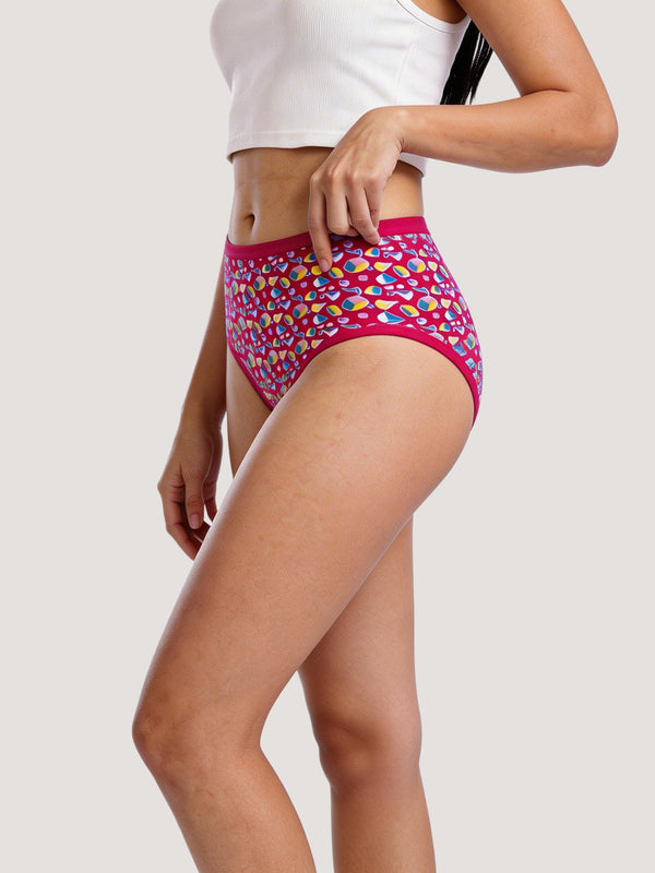 Kalyani 69006 High Coverage Premium Cotton Lycra Fabric Hipster Style Printed Panties for Women | Pack of 6 | Colors and Prints may vary