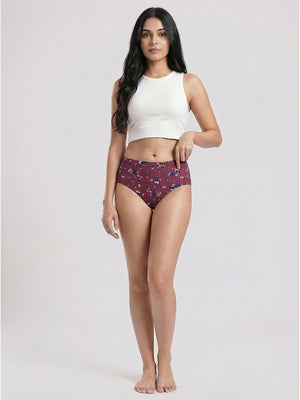 Kalyani 9536 Women's Full Coverage Grip Mid Waist Printed Hipster Panties | Pack of 6 | Colors and Prints may vary