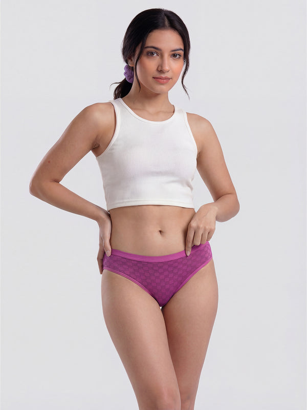 Kalyani 3529 Medium Coverage Cotton Lycra Fabric Mid Waist Printed Hipster Panties for Women | Pack of 6 | Colors and Prints may vary