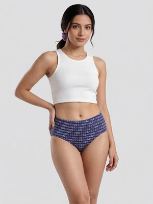 Kalyani 9535 Women's Full Coverage Grip Mid Waist Printed Hipster Panties | Pack of 6 | Colors and Prints may vary