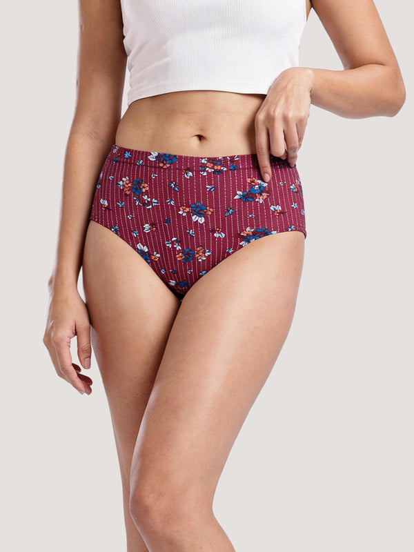 Kalyani 9536 Women's Full Coverage Grip Mid Waist Printed Hipster Panties | Pack of 6 | Colors and Prints may vary