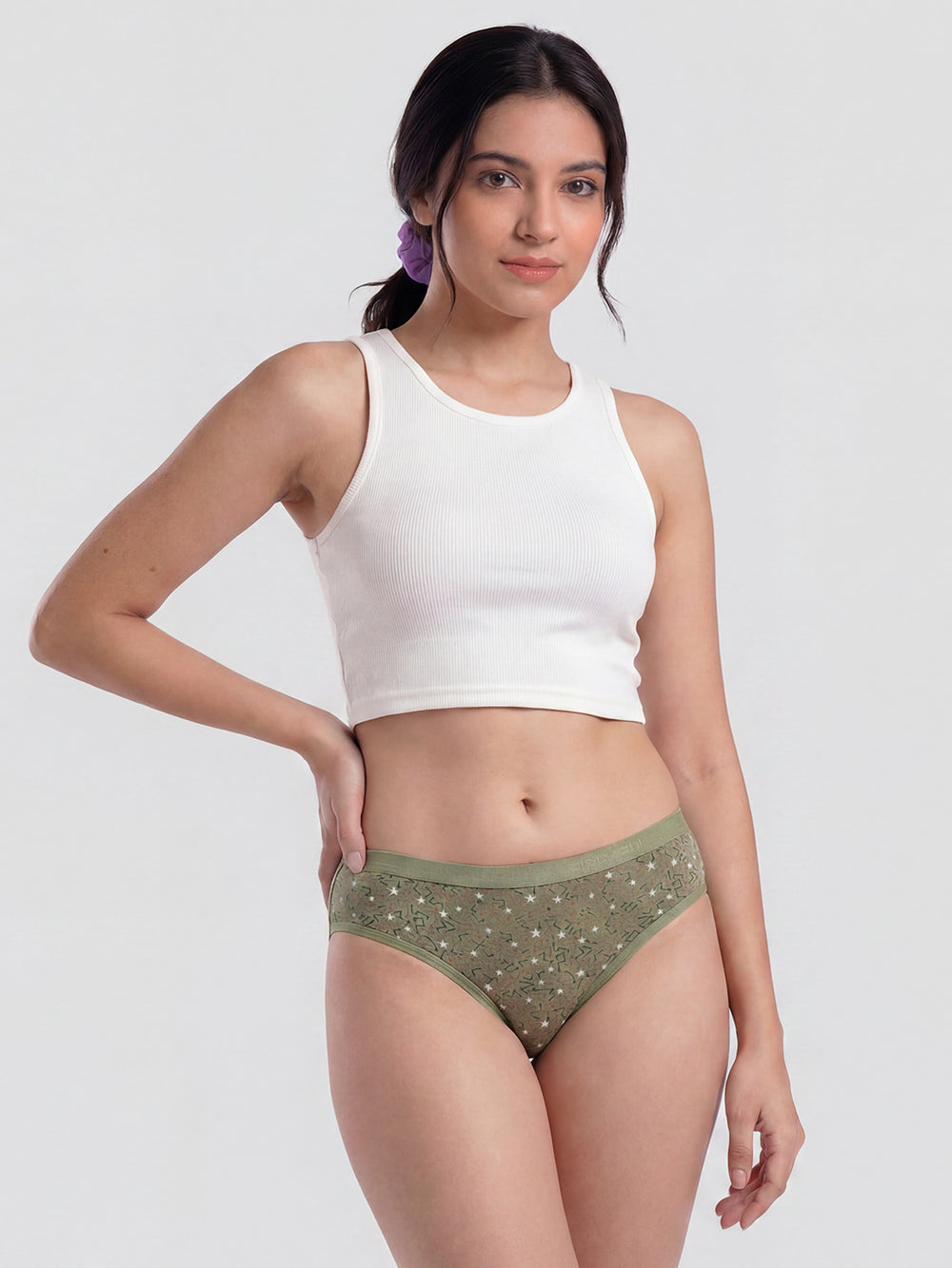 Kalyani 3530 Medium Coverage Cotton Lycra Fabric Mid Waist Printed Hipster Panties for Women | Pack of 6 | Colors and Prints may vary