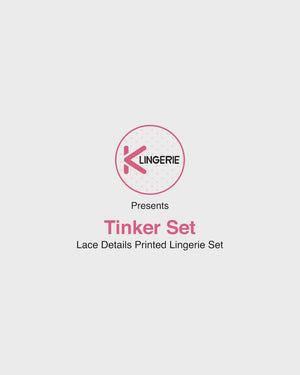 Tinker Non-Wired Lace Printed Lingerie Set-S.BLUE