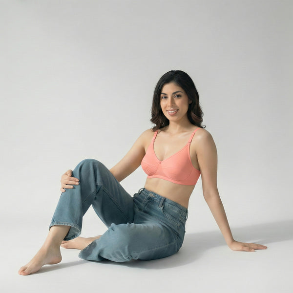 Pranika Non Padded Seamed Everyday Bra | Pack of 3-ROSE ROSE ROSE