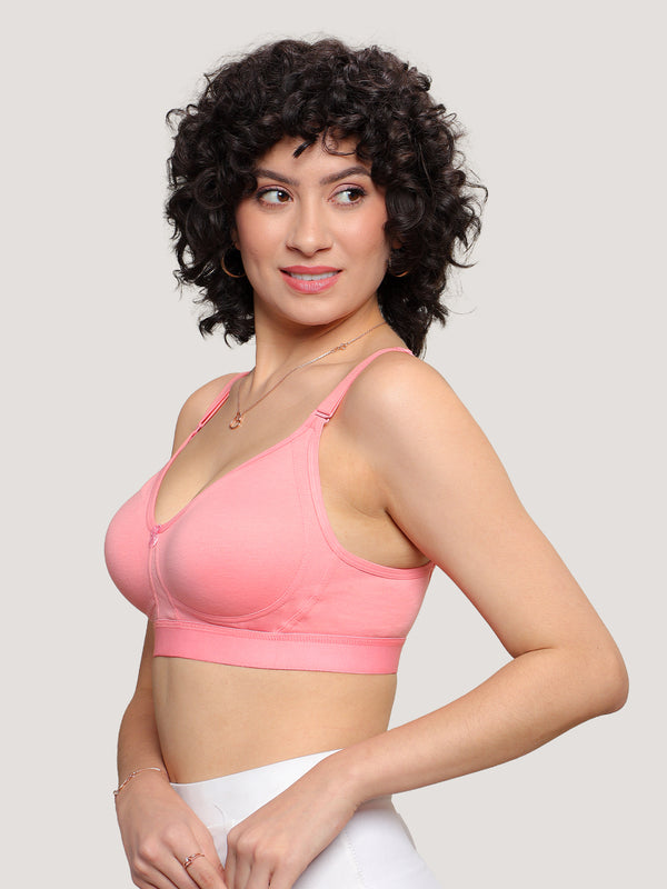 Kalyani Ashley Double Layered Seamless Cups Full Coverage Cotton Lycra Bra | Pack of 2 |ROSE ROSE