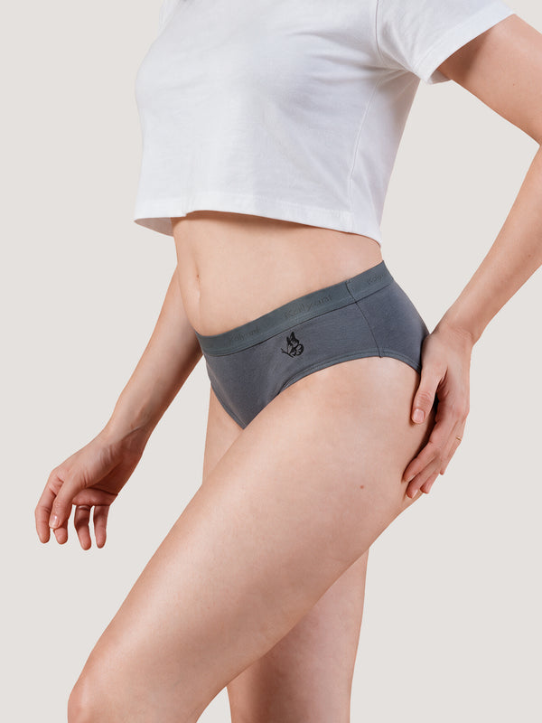 Sensa Mid-Rise Rich Cotton Hipster Panties for Women-ASH ASH ASH