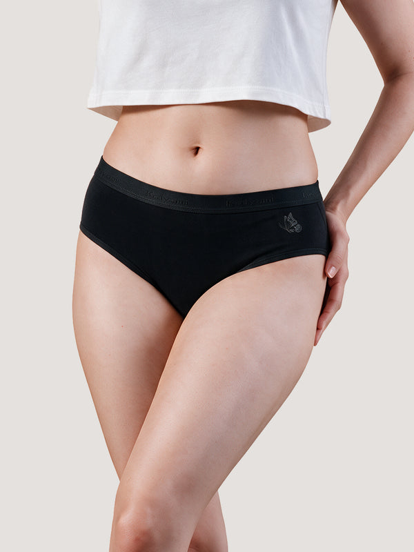 Sensa Mid-Rise Rich Cotton Hipster Panties for Women-BLACK BLACK BLACK