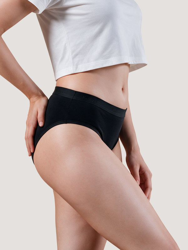 Sensa Mid-Rise Rich Cotton Hipster Panties for Women-BLACK BLACK BLACK