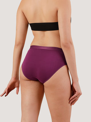 Sensa Mid-Rise Rich Cotton Hipster Panties for Women-BURGUNDY DARK VIOLET BLACK
