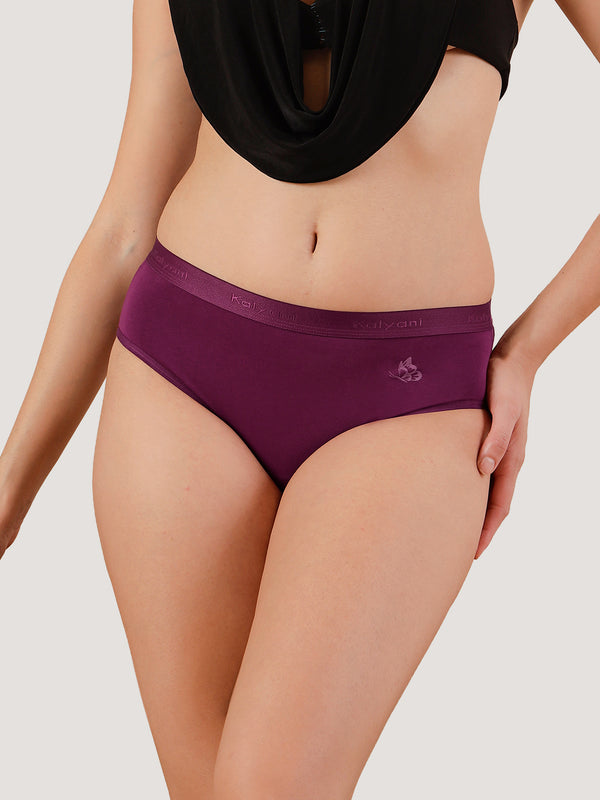 Sensa Mid-Rise Rich Cotton Hipster Panties for Women-ASH ONION BURGUNDY