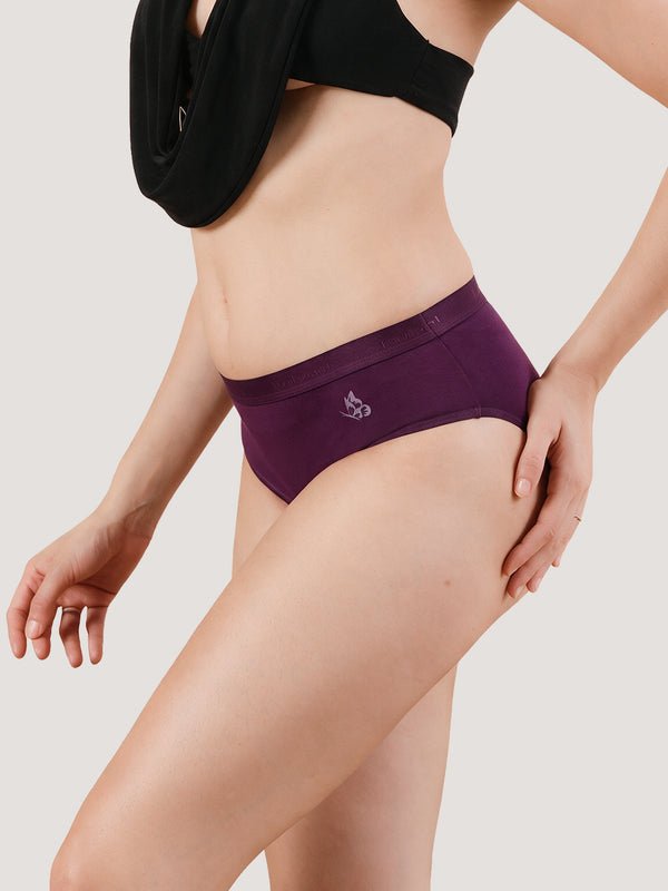 Sensa Mid-Rise Rich Cotton Hipster Panties for Women-ORANGE RUST DARK VIOLET ASH