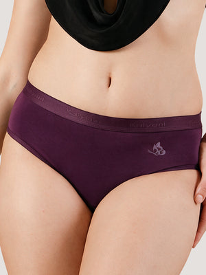 Sensa Mid-Rise Rich Cotton Hipster Panties for Women-ORANGE RUST DARK VIOLET ASH