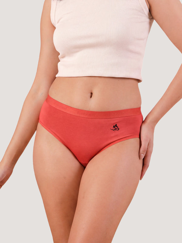 Sensa Mid-Rise Rich Cotton Hipster Panties for Women-ORANGE RUST ORANGE RUST ORANGE RUST