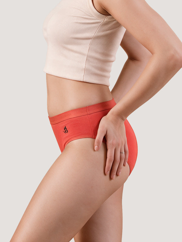 Sensa Mid-Rise Rich Cotton Hipster Panties for Women-ORANGE RUST ORANGE RUST ORANGE RUST
