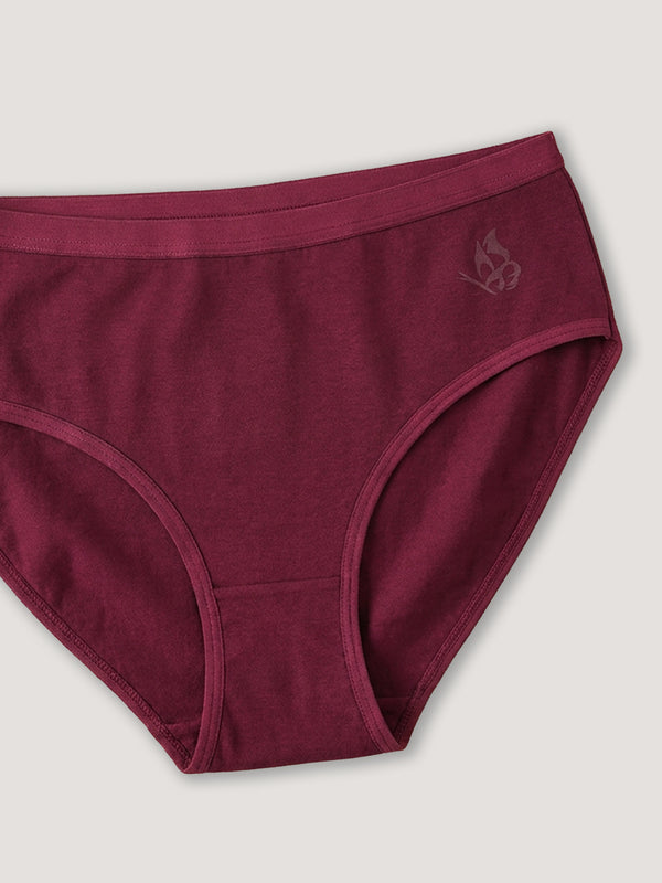 Snow Women's Modal Fabric Everyday Hipster Panties | Pack of 3-BURGUNDY BURGUNDY BURGUNDY