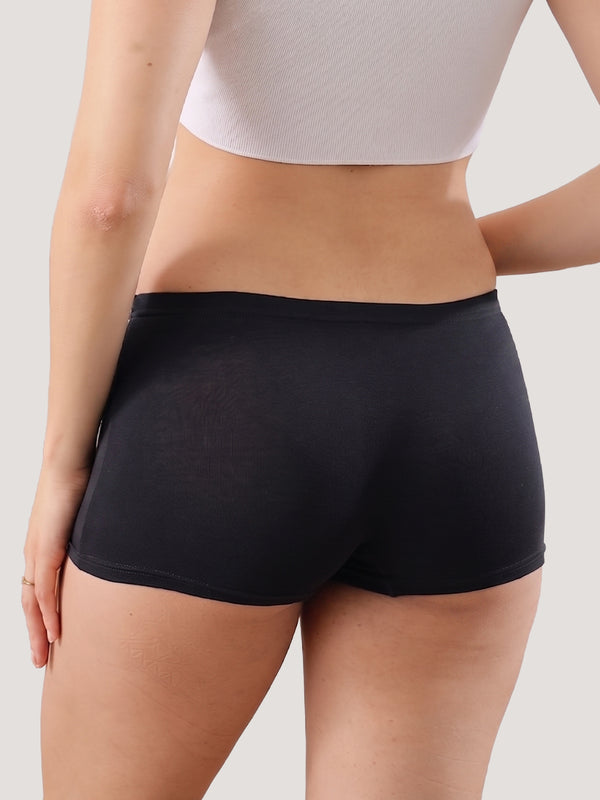 Willow High Coverage Women's Boyshort Briefs | Pack of 3-BLACK BURGUNDY NAVY BLUE