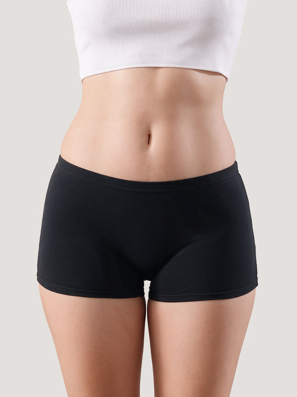 Willow High Coverage Women's Boyshort Briefs | Pack of 3-BLACK BURGUNDY NAVY BLUE