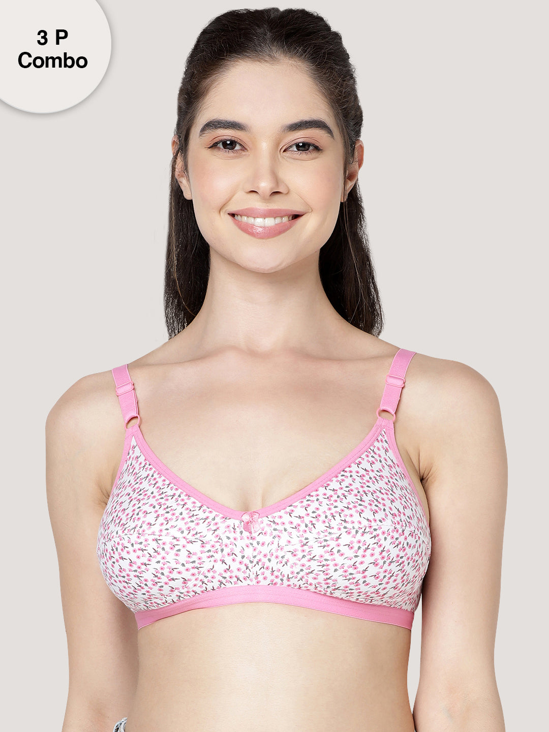 Buy Kalyani 5082 Non Padded, Non Wired Printed Full Coverage Cotton-Lycra  Everyday Bra for Women with Seamed/Cut & Sew Cups (Pack of 3 Assorted) at