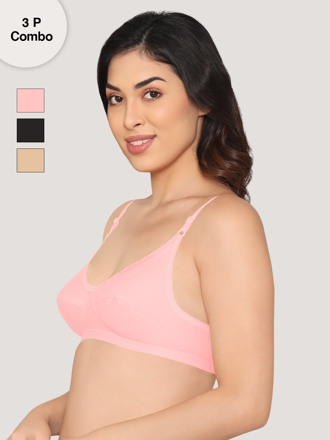 Buy Kalyani Damini B Cup Seamless Non Wired Bra for Women (Pack of  3)(White) at